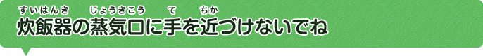 炊飯器の蒸気口に手を近づけないでね