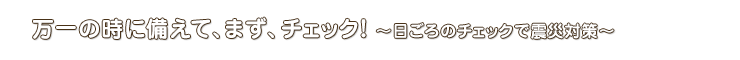 万一の時に備えて、まず、チェック！ ～日ごろのチェックで震災対策～